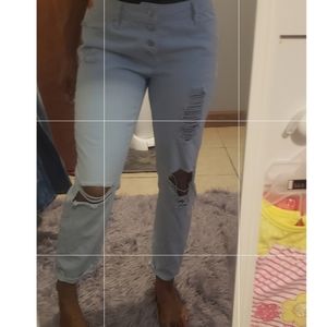 Light Wash Cropped BF Jeans